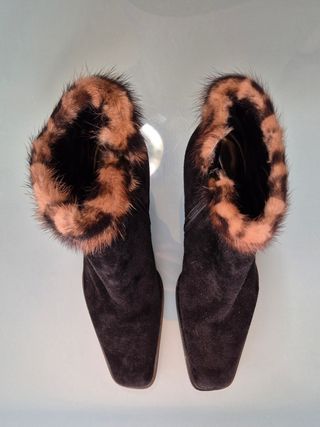 Botas tacon Mima Venecia Piel Marrón-Negro 37