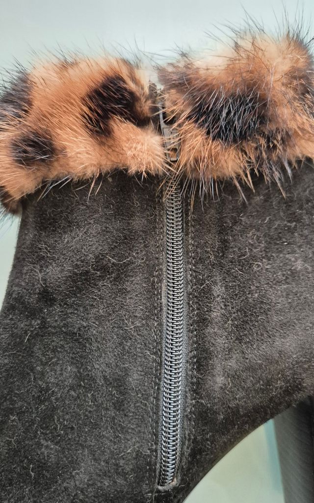 Botas tacon Mima Venecia Piel Marrón-Negro 37