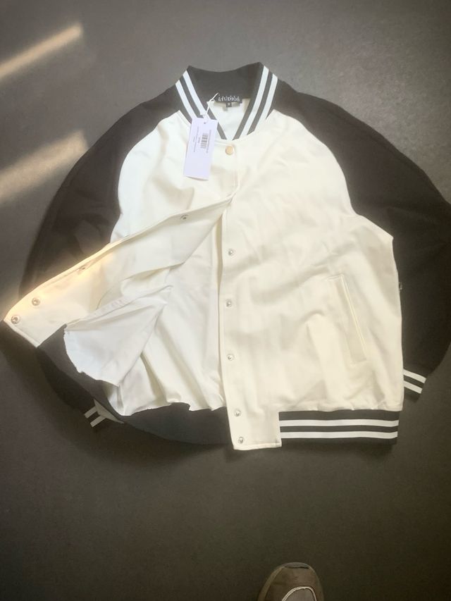 Giacca universitaria bianca e nera XS