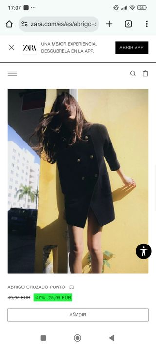 Abrigo cruzado Zara negro