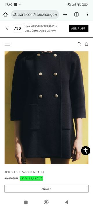 Abrigo cruzado Zara negro