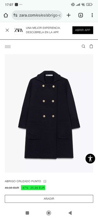 Abrigo cruzado Zara negro