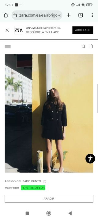 Abrigo cruzado Zara negro