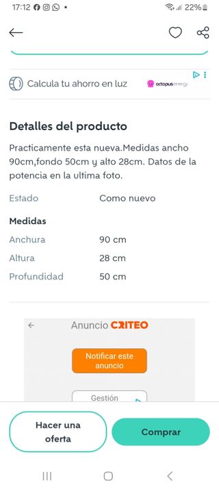 Campana extractora 90cm - Como nueva