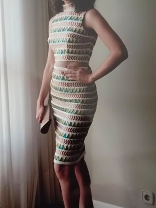 Vestido fiesta 2 piezas - Blanco