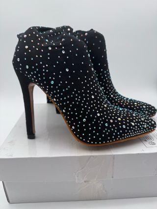Botas de Tacón Alto Elásticas con diamantes, 37