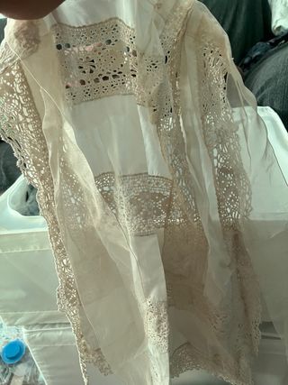 Traje alicantina niña - beige y rojo
