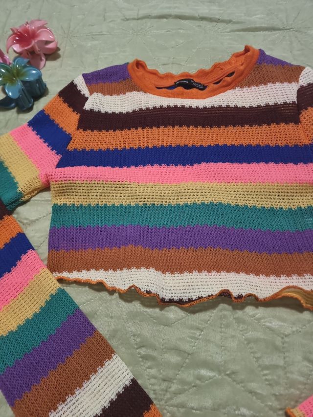 Top multicolor tejido crochet