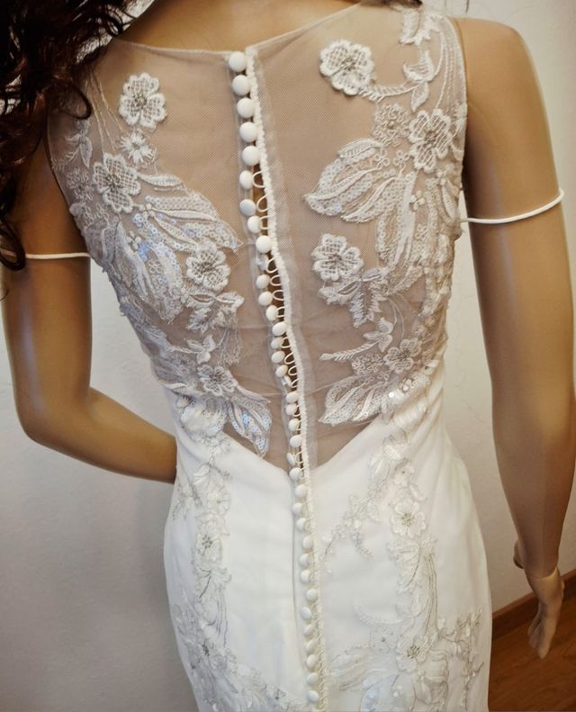 Vestido novia blanco encaje