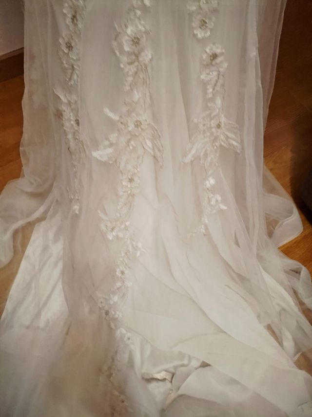 Vestido novia blanco encaje