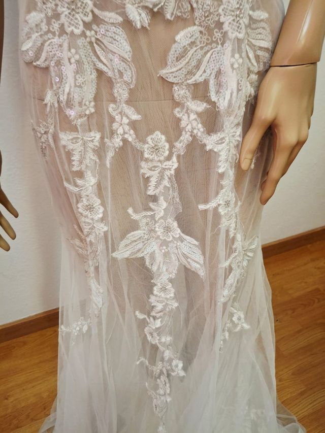 Vestido novia blanco encaje