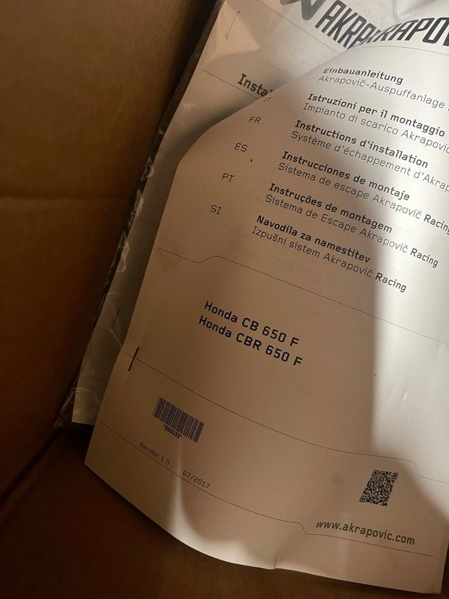 Escape original Honda CB650F/CBR650F