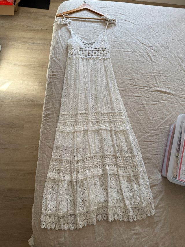 Vestido crochet blanco midi
