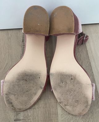 Sandalias tacón rosa terciopelo Even&Odd
