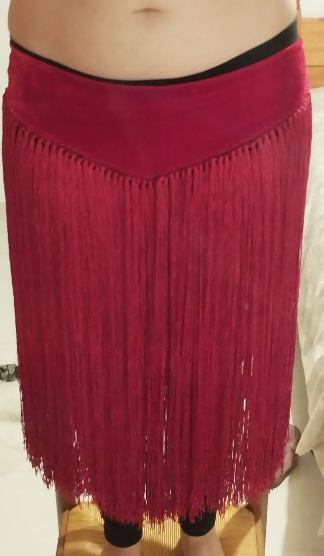 Cinturón danza oriental rojo flecos