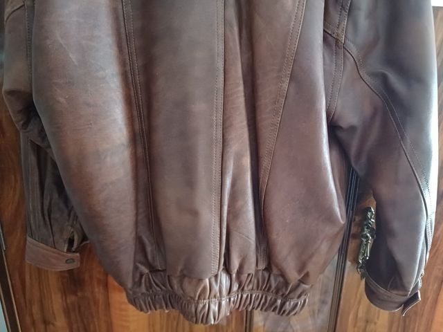 Giacca in pelle marrone uomo