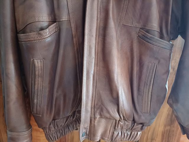 Giacca in pelle marrone uomo