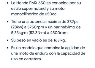 Honda FMX 650 Supermotard - 650cc
