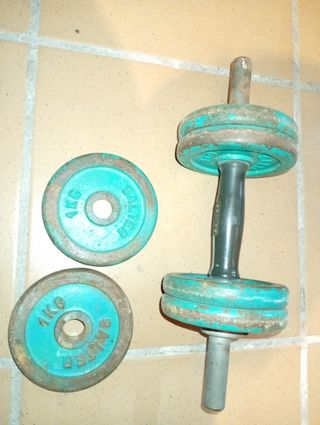 Pesas vintage Salter + 6 discos de 1kg