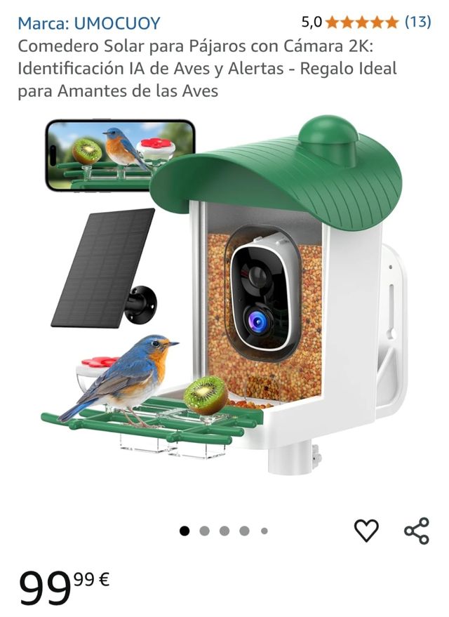 Comedero Solar para Pájaros con Cámara 2K