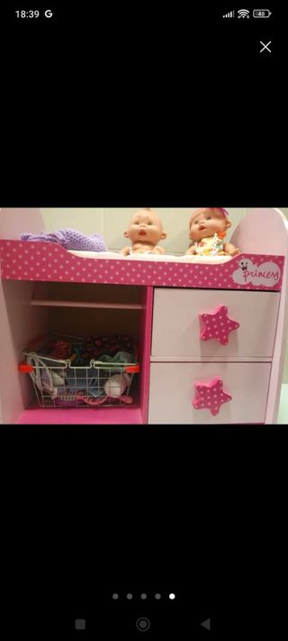 Cuna madera muñecas+accesorios