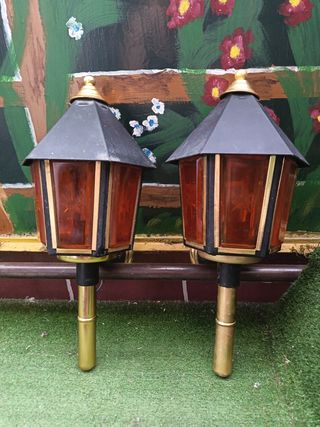 2 Faroles terraza/jardín - metal y cristal