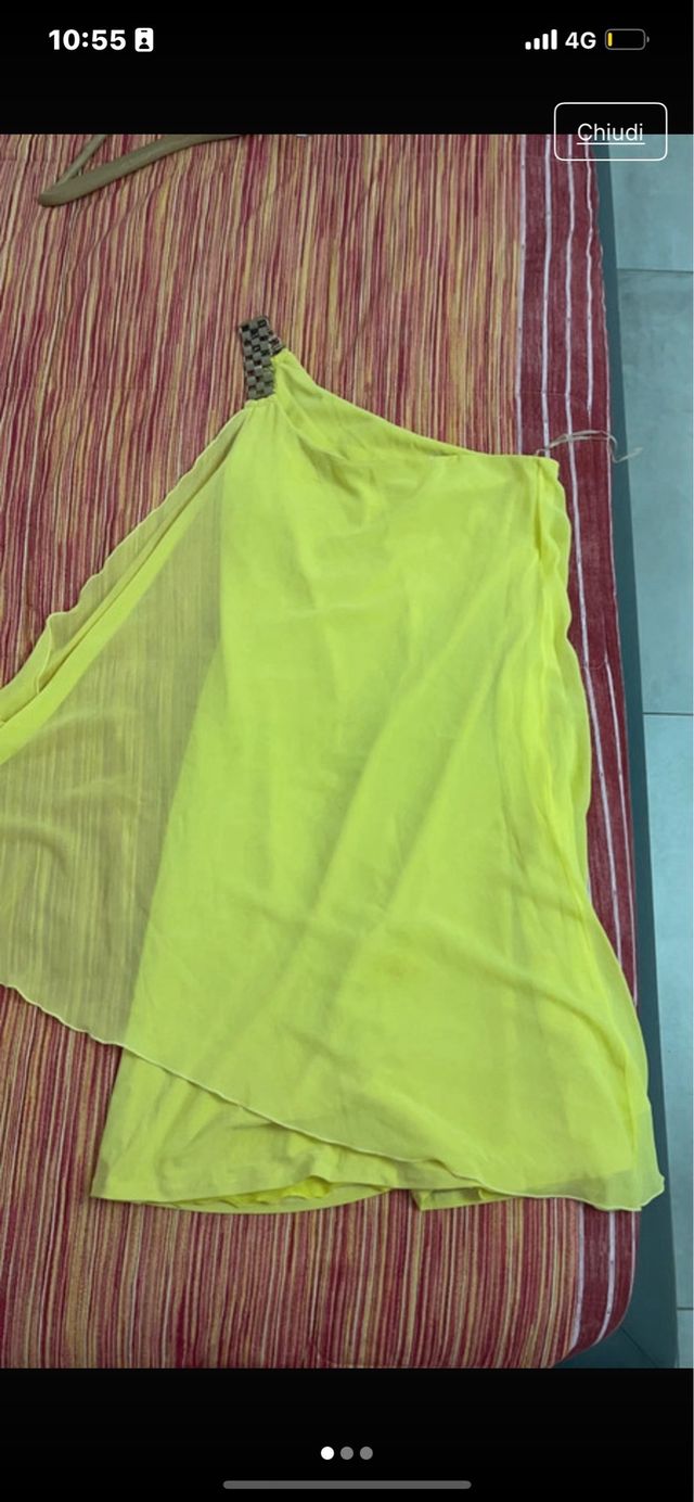 Abito cerimonia giallo monospalla