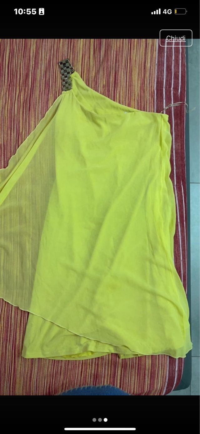 Abito cerimonia giallo monospalla