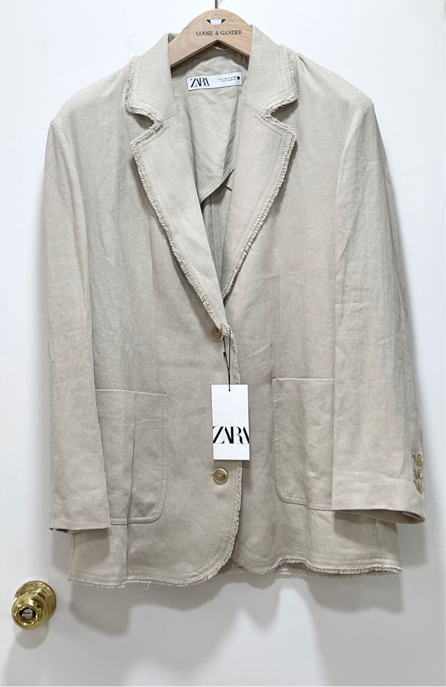 Americana lino /viscosa beige Zara