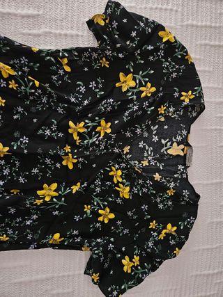 Vestido Zara flores - negro, amarillo