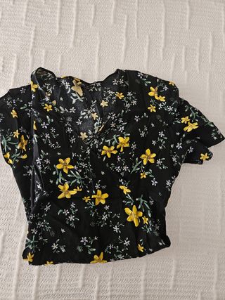 Vestido Zara flores - negro, amarillo