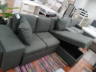 Sofá chaise longue beige cama arcón