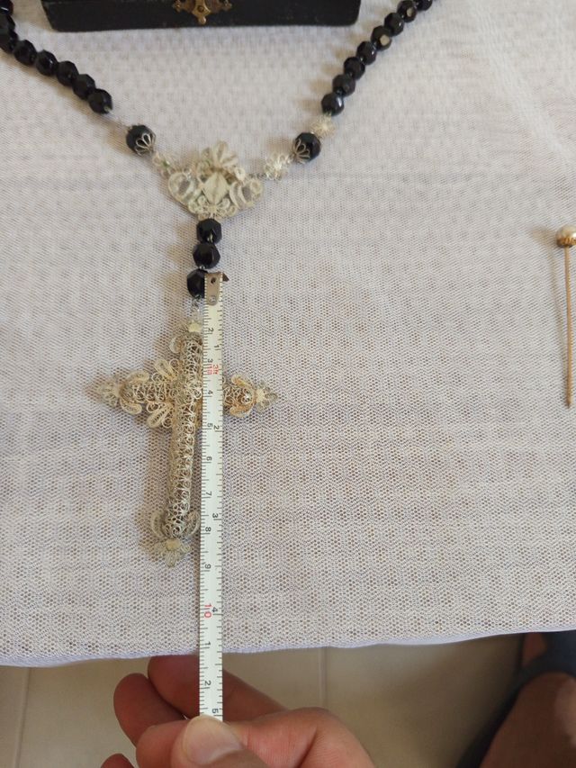 Rosario in argento antico + astuccio