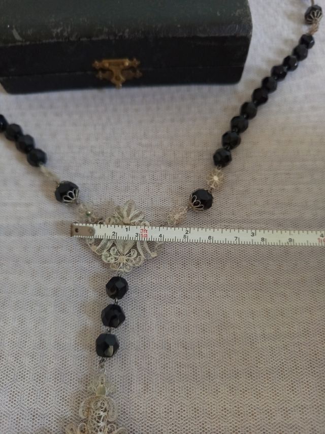 Rosario in argento antico + astuccio