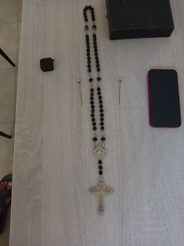 Rosario in argento antico + astuccio