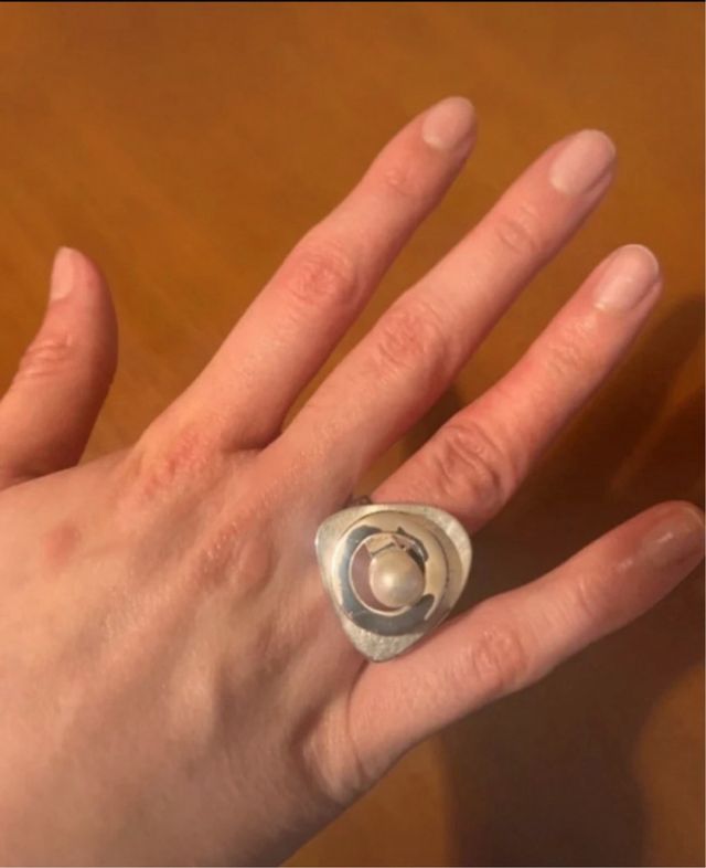 Anillo plata perla
