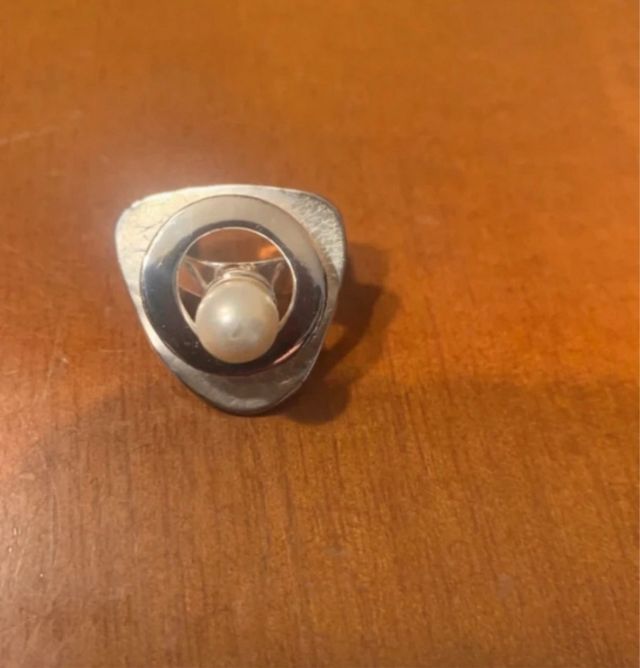 Anillo plata perla