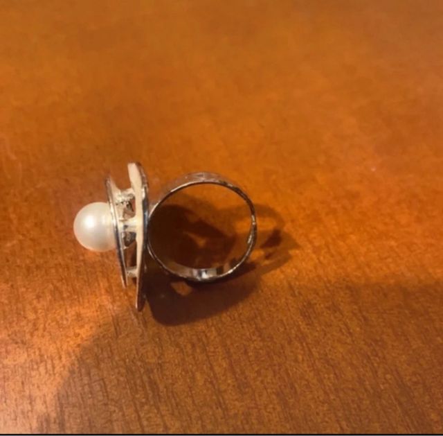 Anillo plata perla