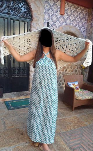 Chal crochet beige - nuevo. 