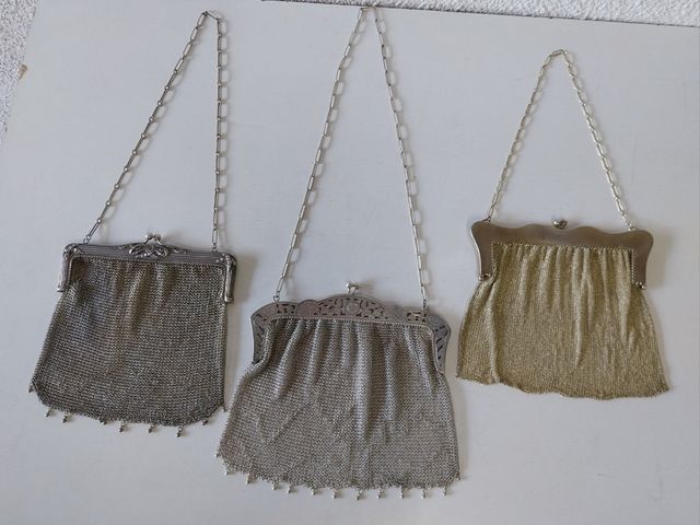 Antiguos Bolsitos Monedero de Malla de Plata