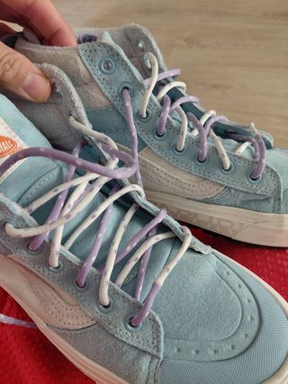 3 pares zapatillas Vans altas azul-morado, 40.5