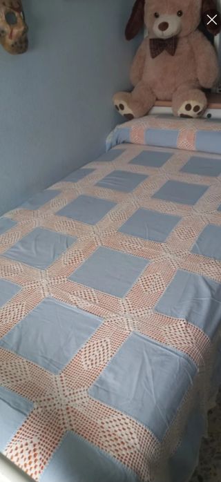 Colcha Vintage ganchillo - Azul y Blanco