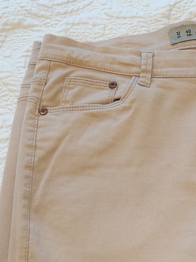 Pantalón pitillo beige claro - Caqui mujer