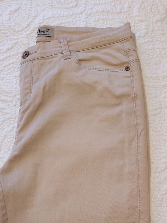 Pantalón pitillo beige claro - Caqui mujer