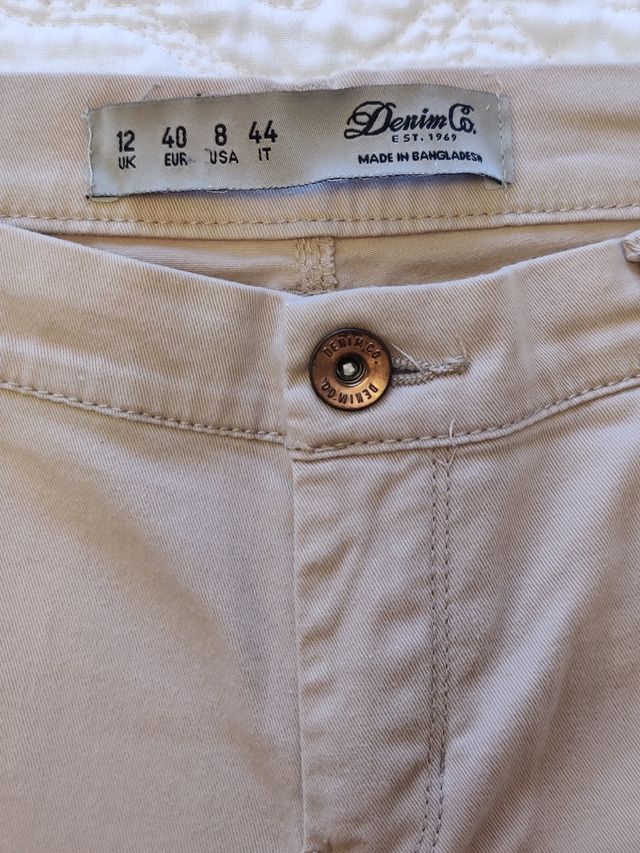 Pantalón pitillo beige claro - Caqui mujer