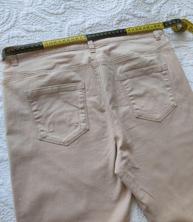 Pantalón pitillo beige claro - Caqui mujer