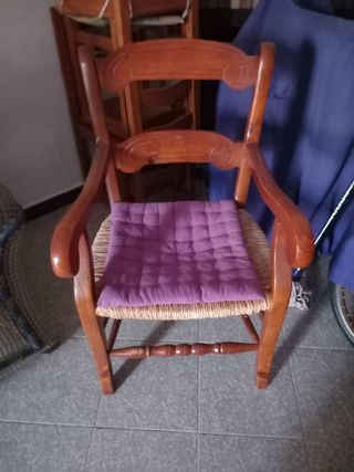 Sillón madera mimbre rústico