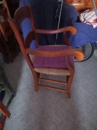Sillón madera mimbre rústico