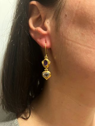 Pendientes Vintage 80s90s oro 18k amatista topacio