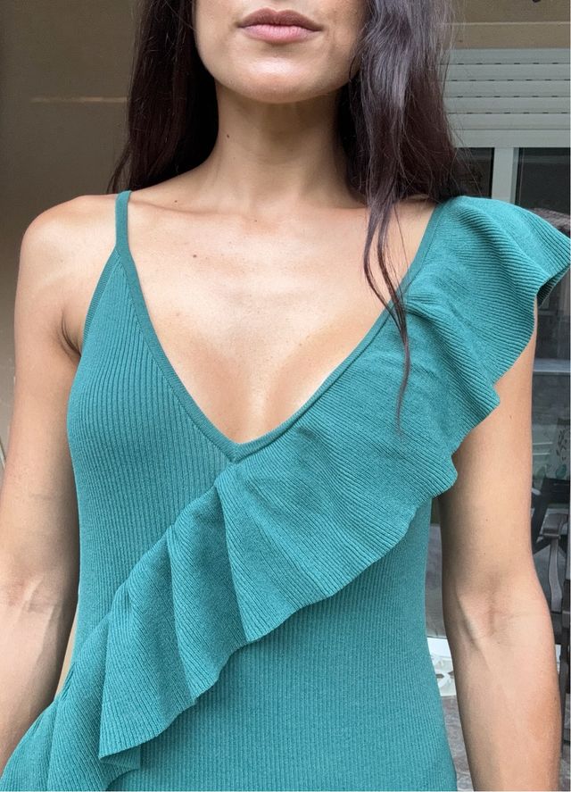 Vestido Zara verde oliva S-M